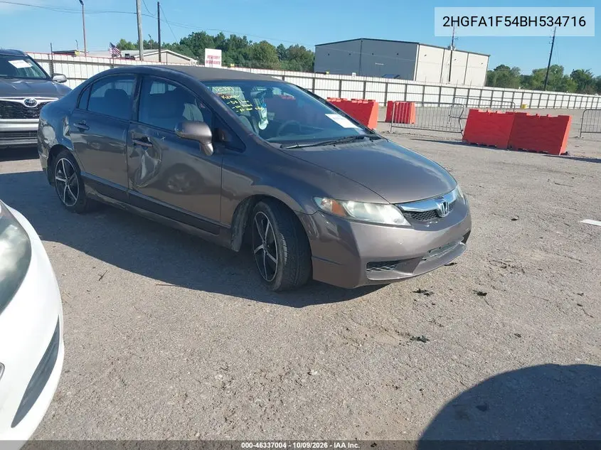 HONDA CIVIC 2011, VIN 2HGFA1F54BH534716