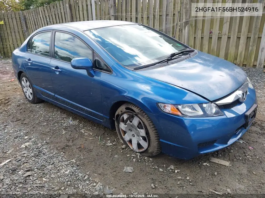 HONDA CIVIC 2011, VIN 2HGFA1F56BH524916