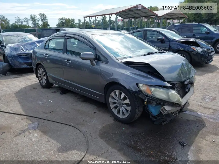 HONDA CIVIC 2011, VIN 19XFA1F84BE003603