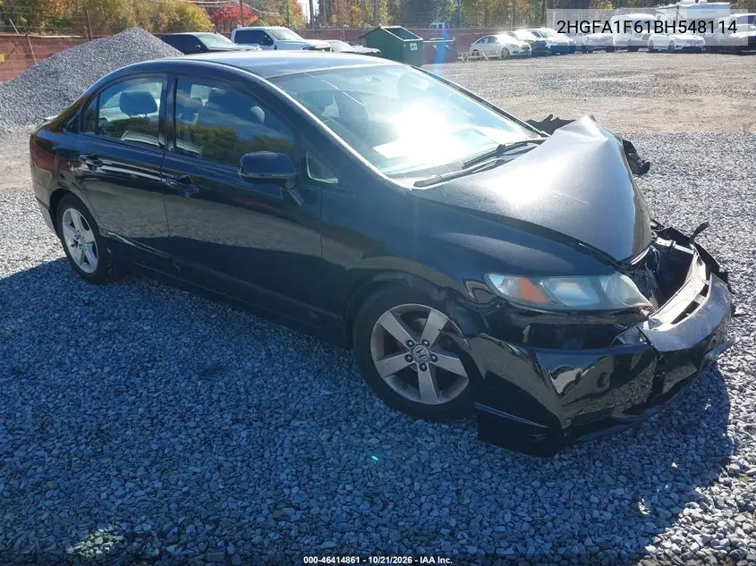 HONDA CIVIC 2011, VIN 2HGFA1F61BH548114