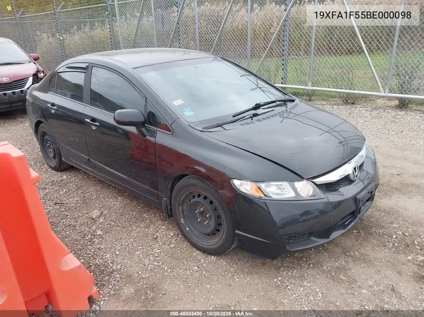 HONDA CIVIC 2011, VIN 19XFA1F55BE000098
