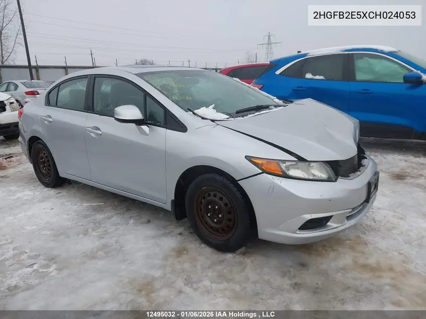 HONDA CIVIC 2012, VIN 2HGFB2E5XCH024053