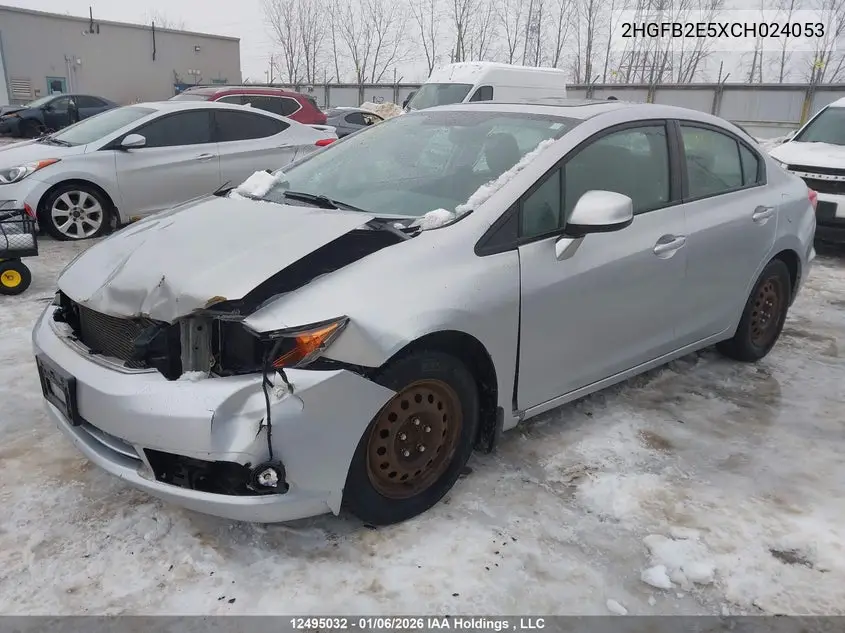 2012 HONDA CIVIC VIN 2HGFB2E5XCH024053 — фото 2
