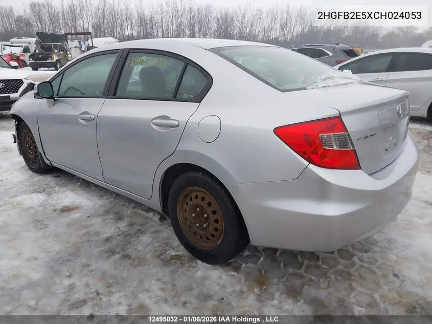 2012 HONDA CIVIC VIN 2HGFB2E5XCH024053 — фото 3
