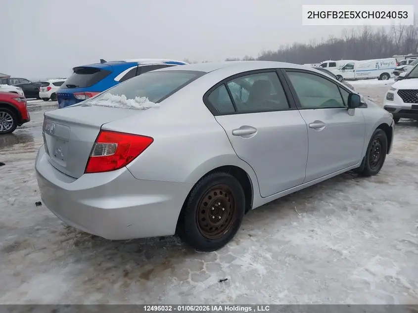 2012 HONDA CIVIC VIN 2HGFB2E5XCH024053 — фото 4