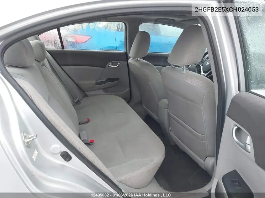 2012 HONDA CIVIC VIN 2HGFB2E5XCH024053 — фото 8