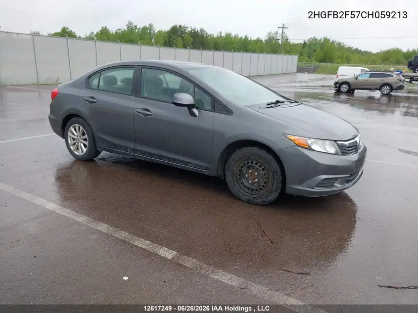 HONDA CIVIC 2012, VIN 2HGFB2F57CH059213