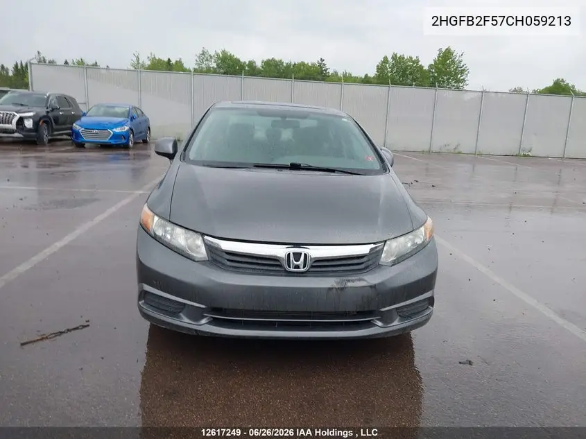 2012 HONDA CIVIC VIN 2HGFB2F57CH059213 — фото 11