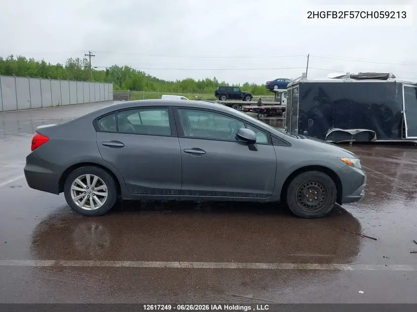 2012 HONDA CIVIC VIN 2HGFB2F57CH059213 — фото 12