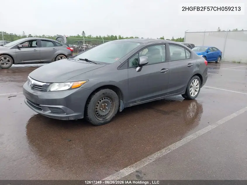 2012 HONDA CIVIC VIN 2HGFB2F57CH059213 — фото 2