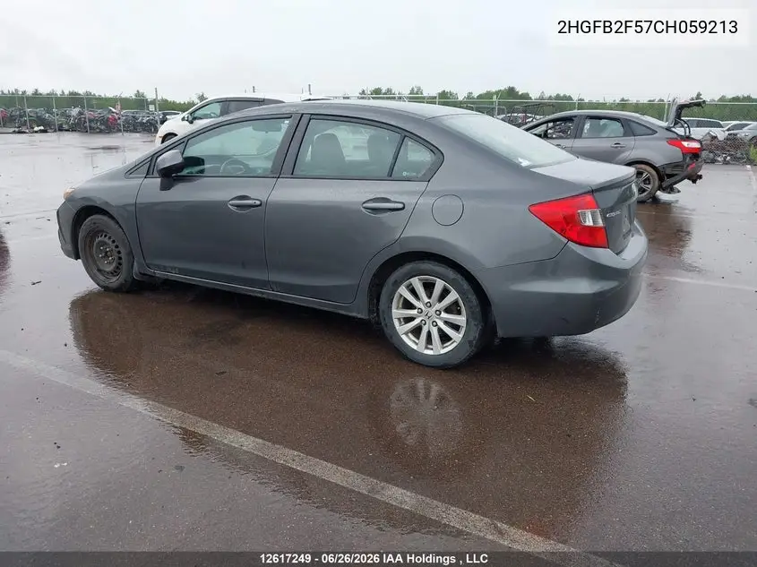 2012 HONDA CIVIC VIN 2HGFB2F57CH059213 — фото 3
