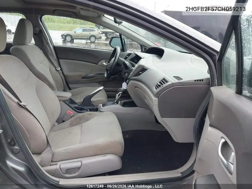 2012 HONDA CIVIC VIN 2HGFB2F57CH059213 — фото 5