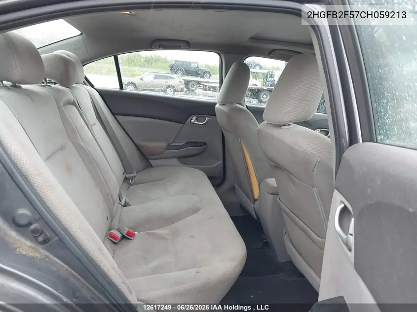 2012 HONDA CIVIC VIN 2HGFB2F57CH059213 — фото 8