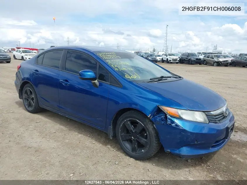 HONDA CIVIC 2012, VIN 2HGFB2F91CH006008