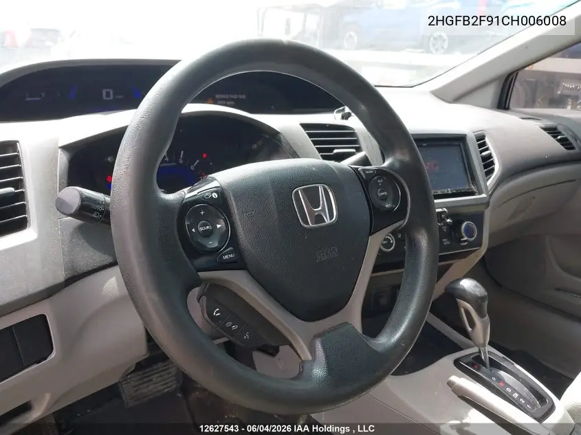 2012 HONDA CIVIC VIN 2HGFB2F91CH006008 — фото 19