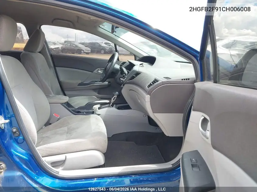 2012 HONDA CIVIC VIN 2HGFB2F91CH006008 — фото 5