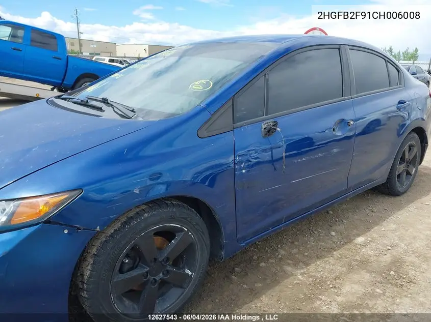 2012 HONDA CIVIC VIN 2HGFB2F91CH006008 — фото 6