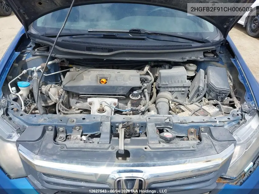 2012 HONDA CIVIC VIN 2HGFB2F91CH006008 — фото 9