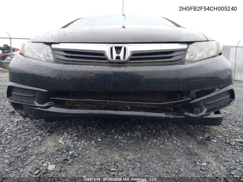 2012 HONDA CIVIC VIN 2HGFB2F54CH005240 — фото 12