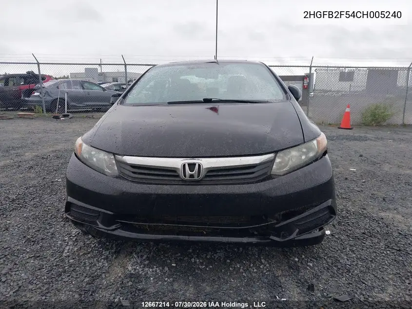 2012 HONDA CIVIC VIN 2HGFB2F54CH005240 — фото 13