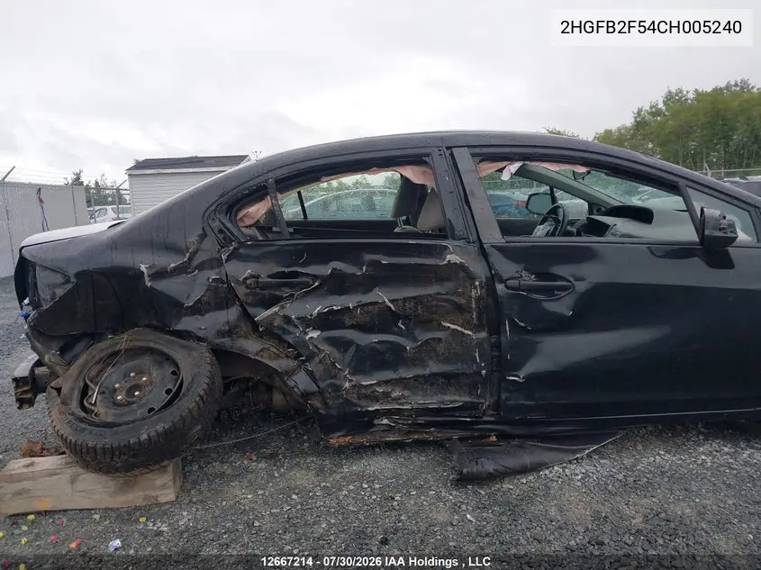 2012 HONDA CIVIC VIN 2HGFB2F54CH005240 — фото 6