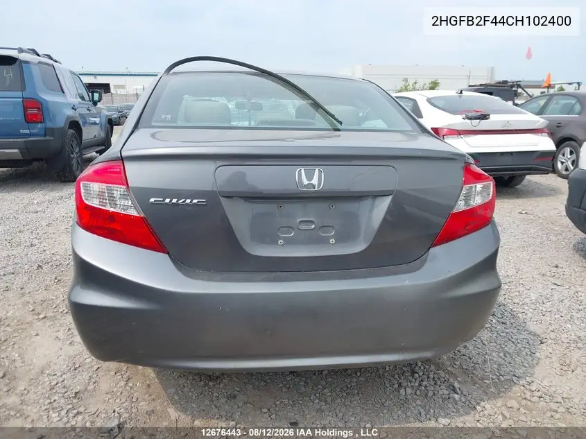 2012 HONDA CIVIC VIN 2HGFB2F44CH102400 — фото 16