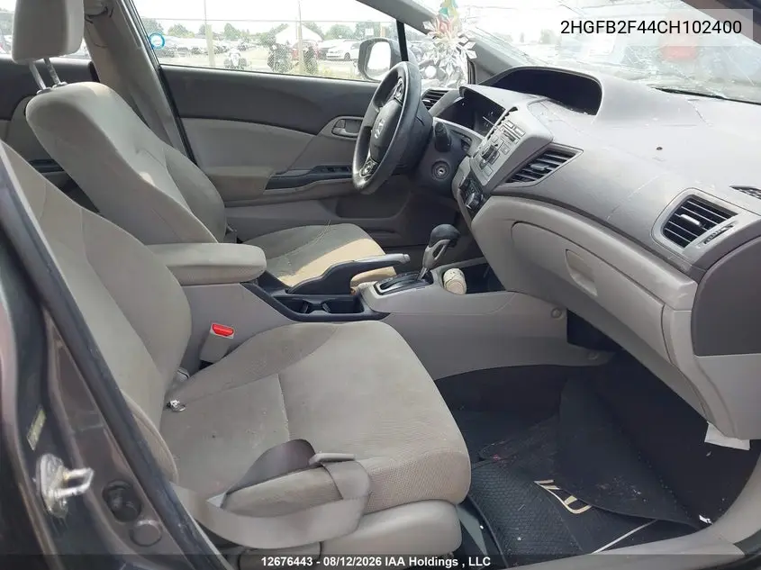 2012 HONDA CIVIC VIN 2HGFB2F44CH102400 — фото 5