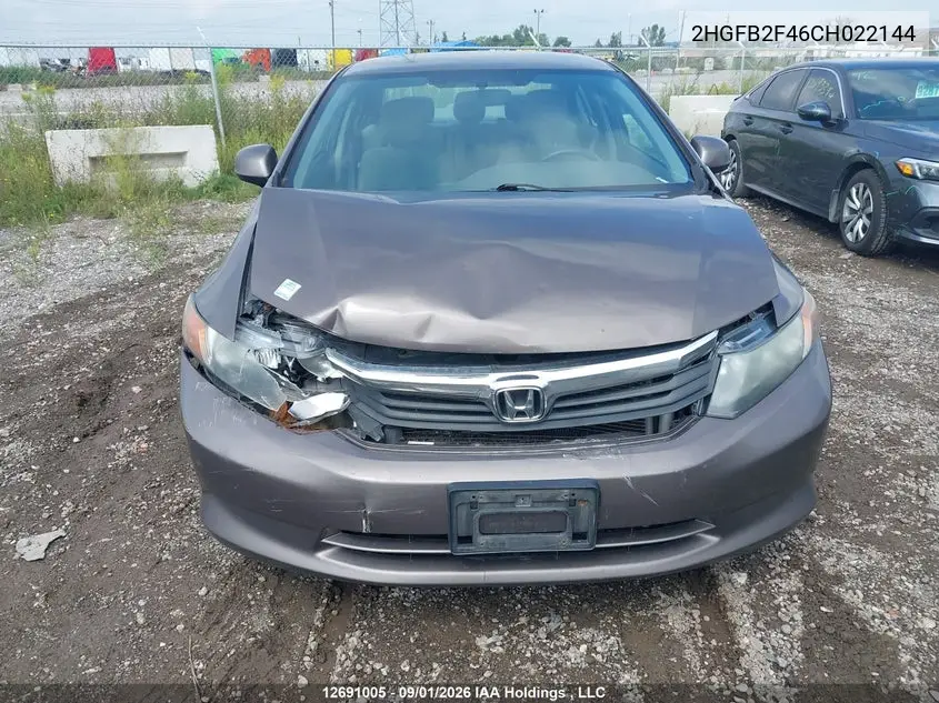 2012 HONDA CIVIC VIN 2HGFB2F46CH022144 — фото 12