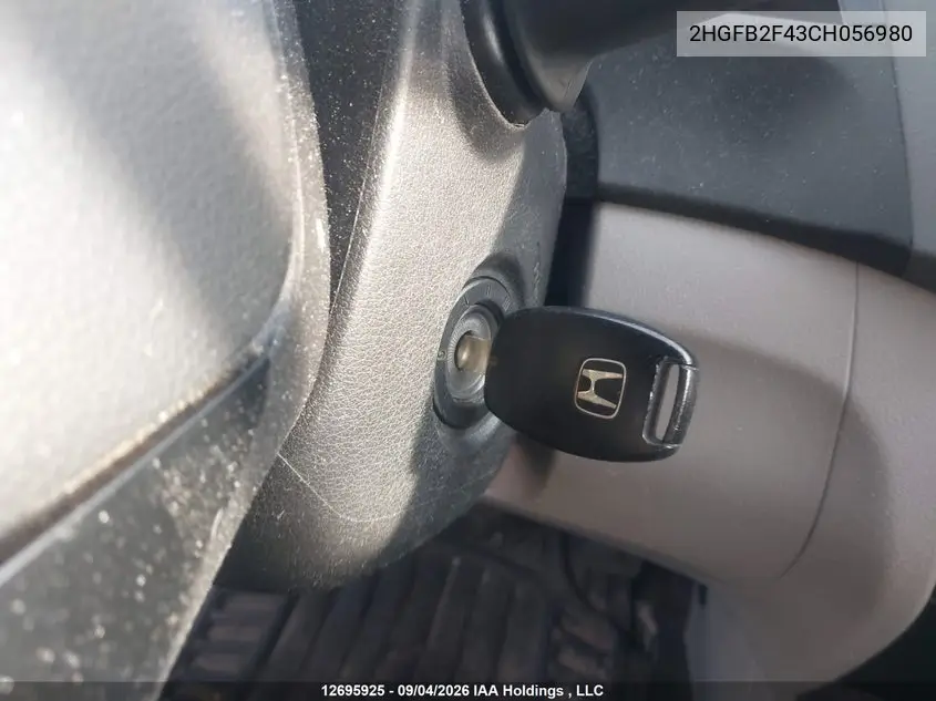 2012 HONDA CIVIC VIN 2HGFB2F43CH056980 — фото 10