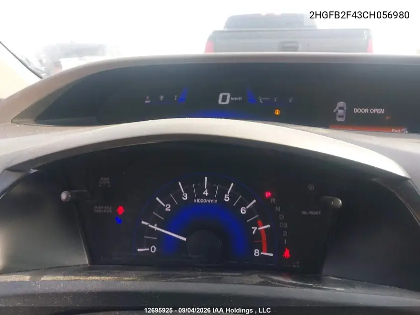 2012 HONDA CIVIC VIN 2HGFB2F43CH056980 — фото 7