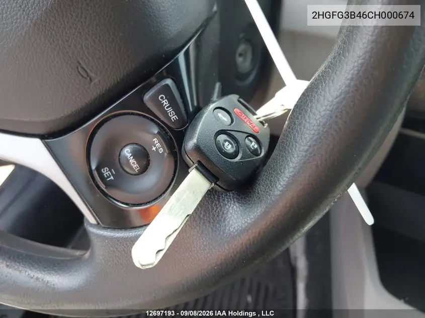 2012 HONDA CIVIC VIN 2HGFG3B46CH000674 — фото 11