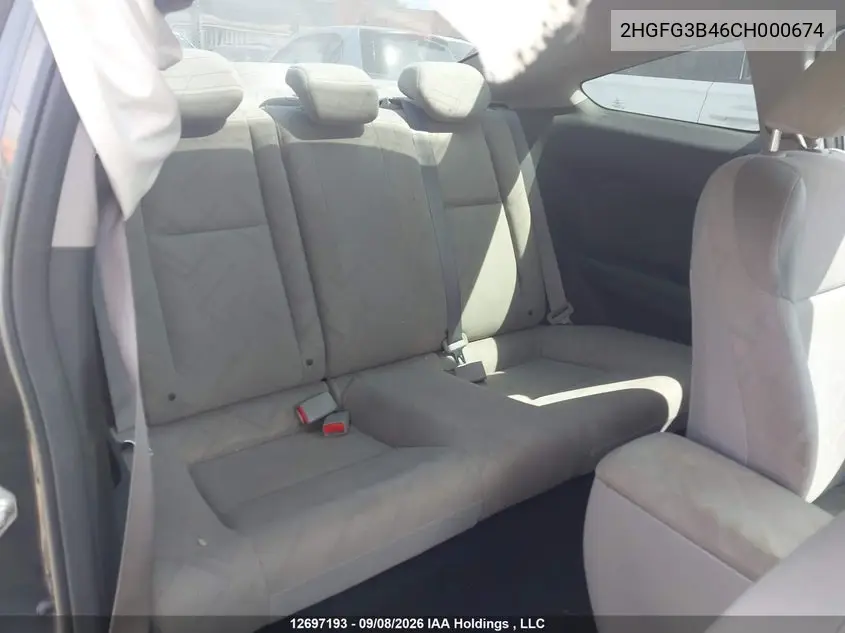 2012 HONDA CIVIC VIN 2HGFG3B46CH000674 — фото 8