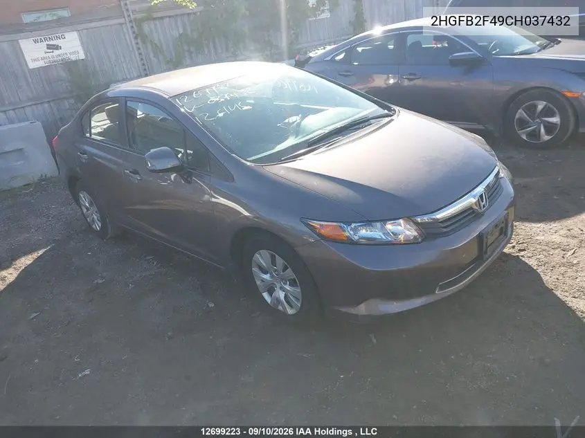 HONDA CIVIC 2012, VIN 2HGFB2F49CH037432