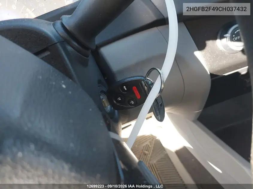 2012 HONDA CIVIC VIN 2HGFB2F49CH037432 — фото 10