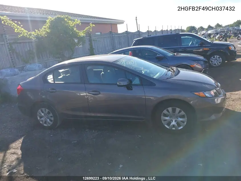 2012 HONDA CIVIC VIN 2HGFB2F49CH037432 — фото 12