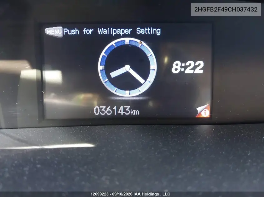 2012 HONDA CIVIC VIN 2HGFB2F49CH037432 — фото 14