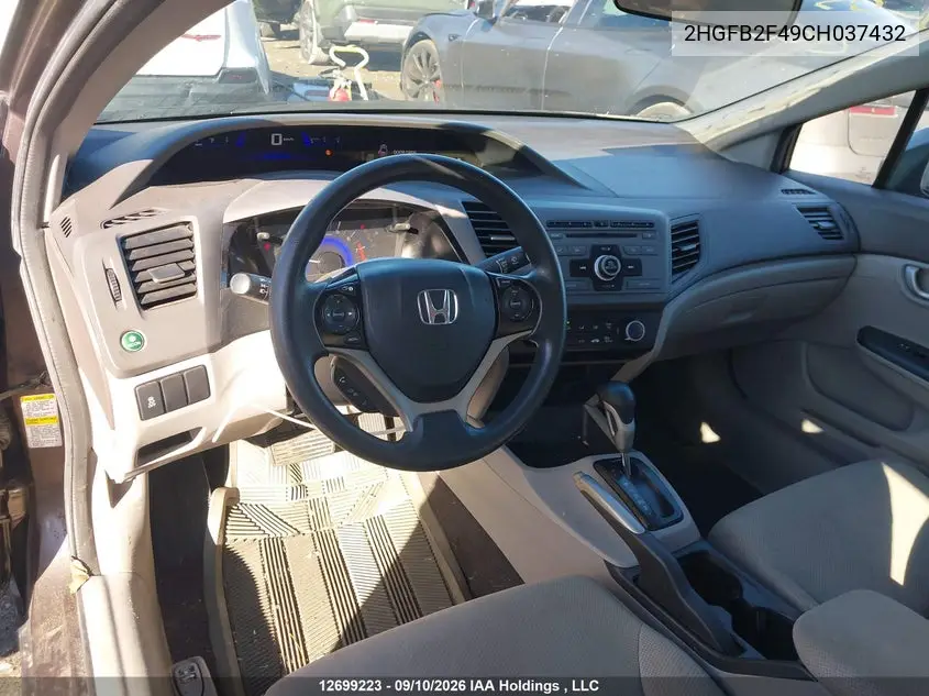 2012 HONDA CIVIC VIN 2HGFB2F49CH037432 — фото 17