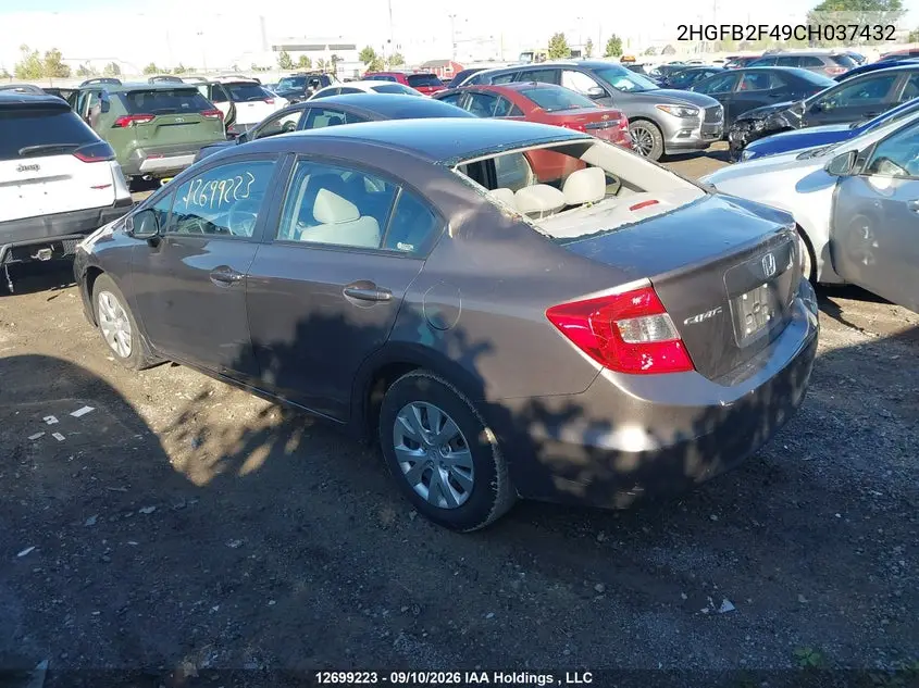 2012 HONDA CIVIC VIN 2HGFB2F49CH037432 — фото 3