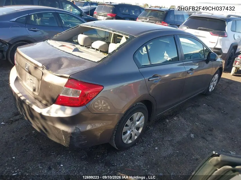 2012 HONDA CIVIC VIN 2HGFB2F49CH037432 — фото 4