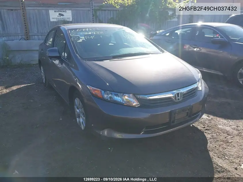 2012 HONDA CIVIC VIN 2HGFB2F49CH037432 — фото 6