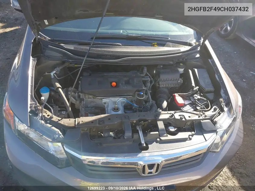 2012 HONDA CIVIC VIN 2HGFB2F49CH037432 — фото 9