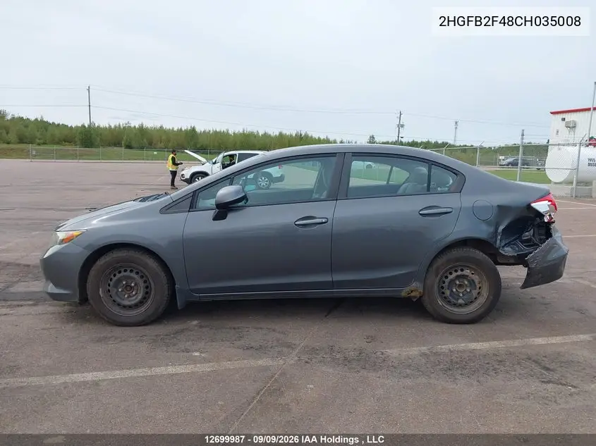 2012 HONDA CIVIC VIN 2HGFB2F48CH035008 — фото 14