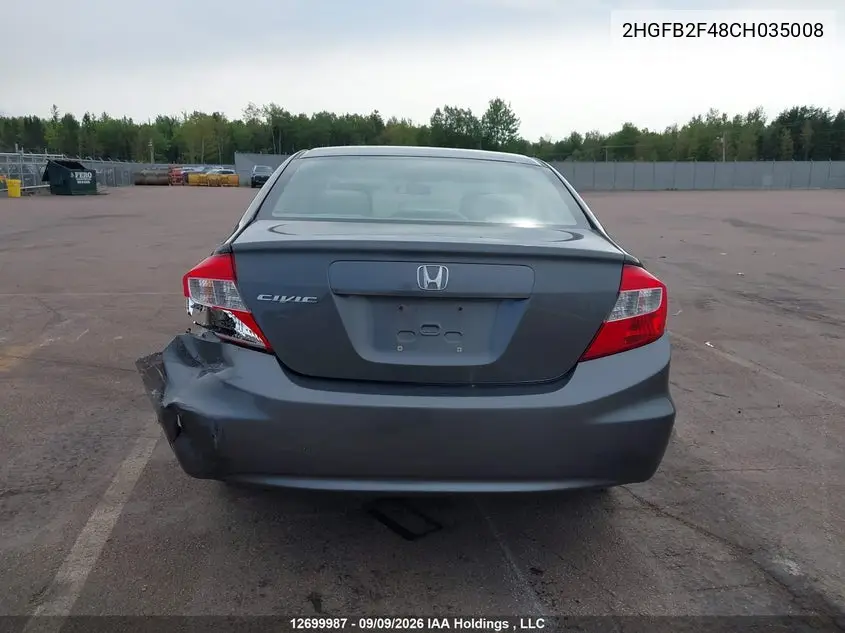 2012 HONDA CIVIC VIN 2HGFB2F48CH035008 — фото 16