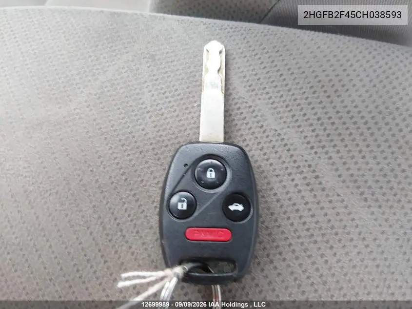 2012 HONDA CIVIC VIN 2HGFB2F45CH038593 — фото 11