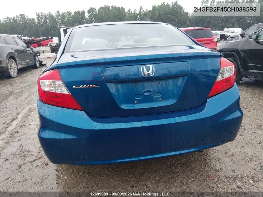 2012 HONDA CIVIC VIN 2HGFB2F45CH038593 — фото 16