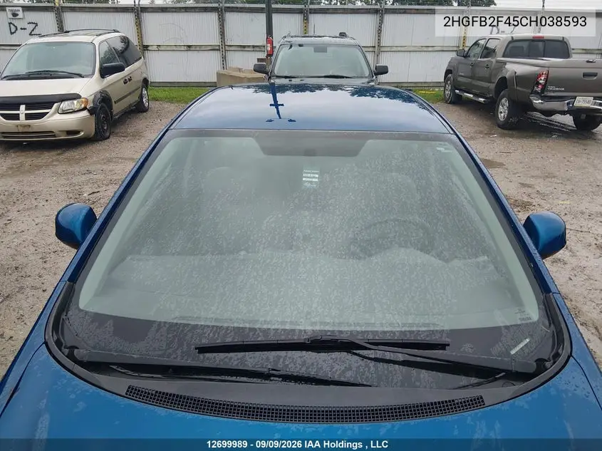 2012 HONDA CIVIC VIN 2HGFB2F45CH038593 — фото 17