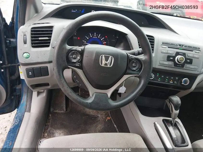 2012 HONDA CIVIC VIN 2HGFB2F45CH038593 — фото 20