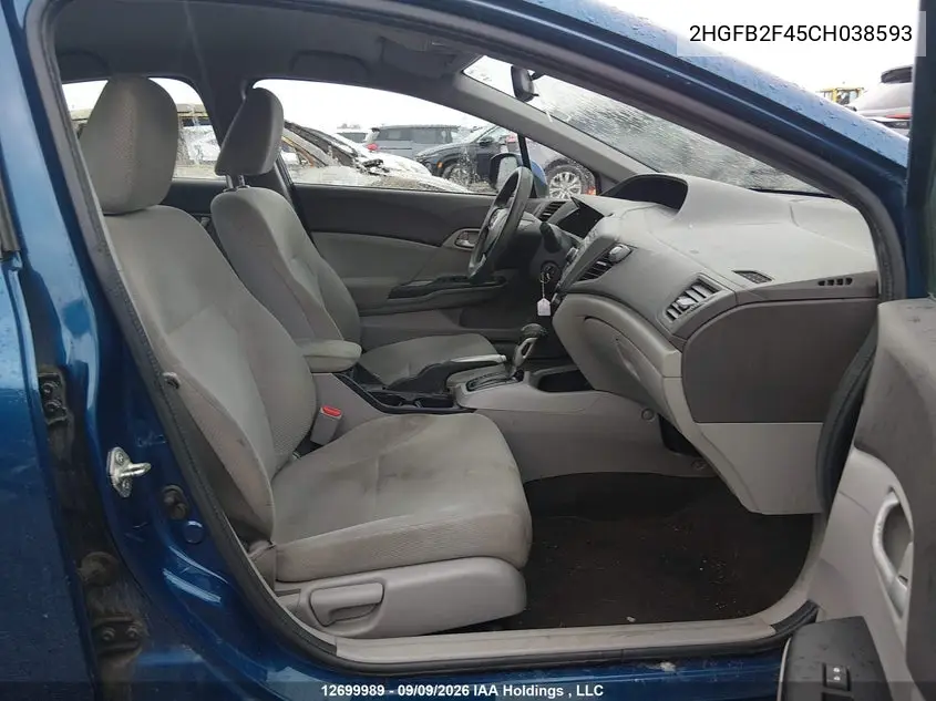 2012 HONDA CIVIC VIN 2HGFB2F45CH038593 — фото 5