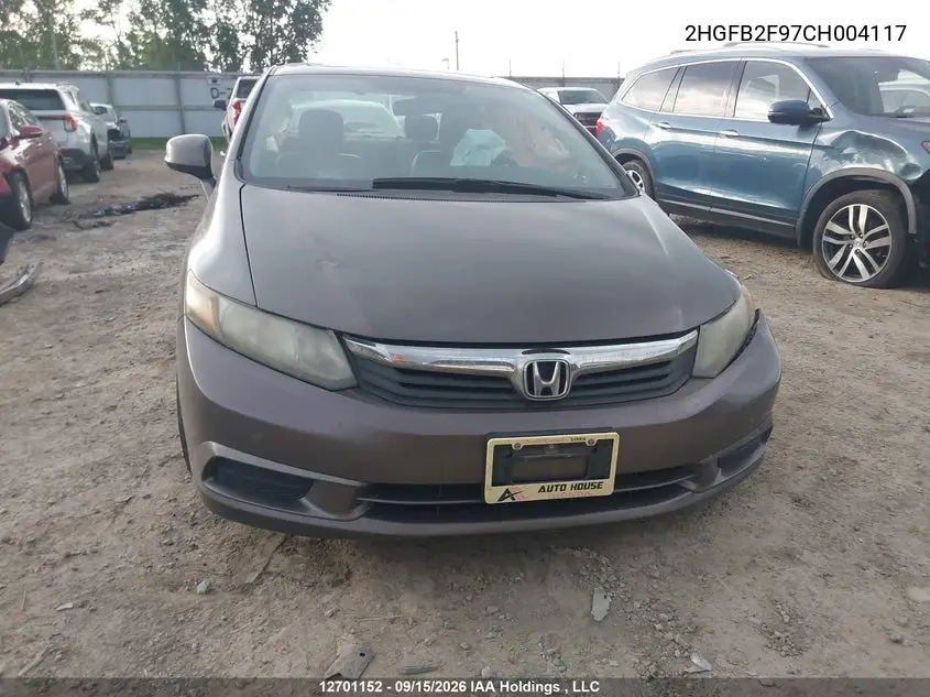 2012 HONDA CIVIC VIN 2HGFB2F97CH004117 — фото 12