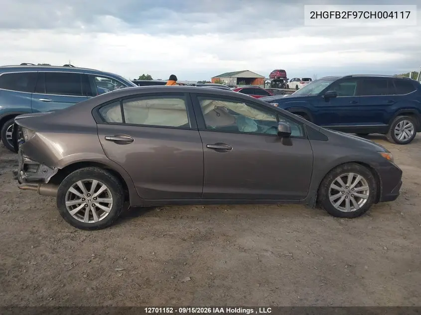 2012 HONDA CIVIC VIN 2HGFB2F97CH004117 — фото 13